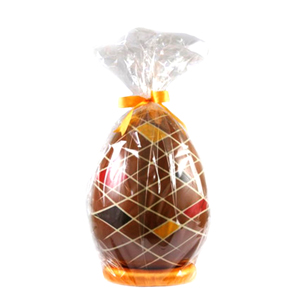 Reuze gedecoreerd paasei 37 cm hoog Belgische chocolade